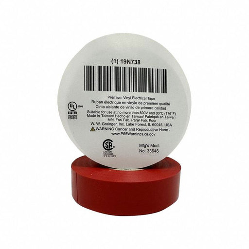 ElectricalTape Vinyl Red 22ydL 3/4inW