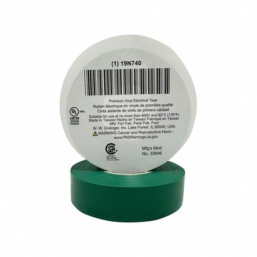 ElectricalTape Vinyl Green 22ydL 3/4inW