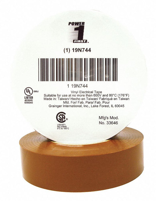 ElectricalTape Vinyl Brown 22ydL 3/4inW