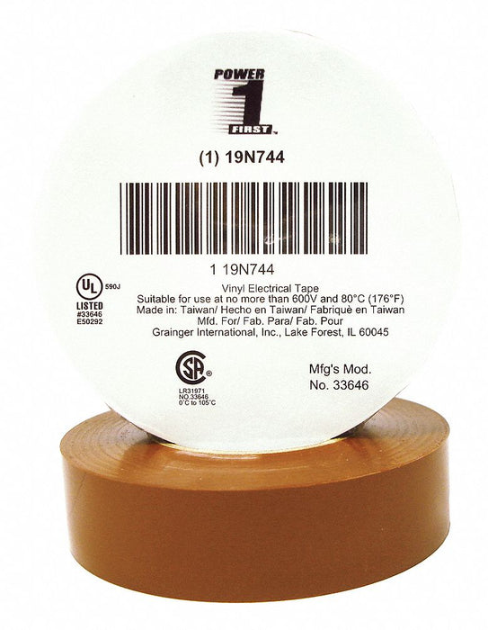 ElectricalTape Vinyl Brown 22ydL 3/4inW