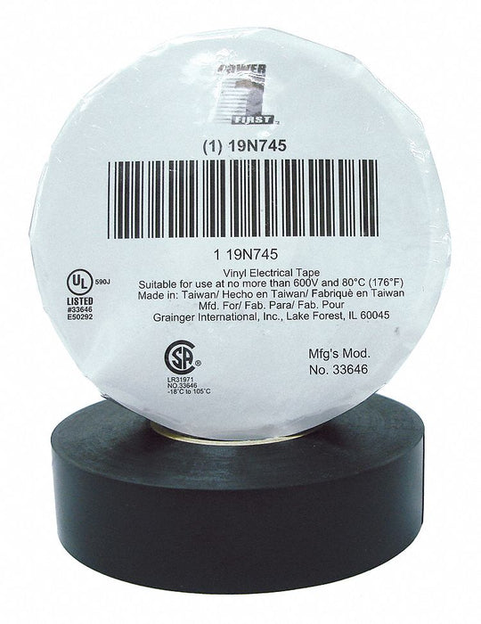 Elec Tape 66 ft Lx3/4 in W 8.5 mil Black