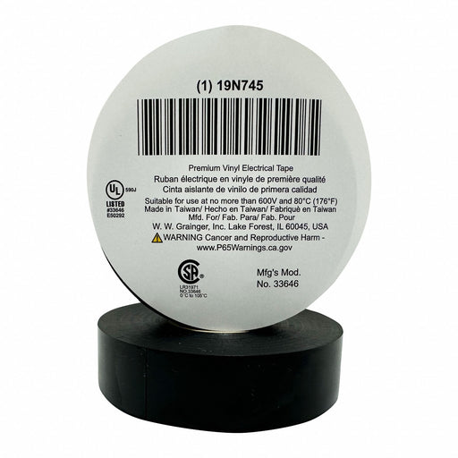 ElectricalTape Vinyl Black 22ydL 3/4inW