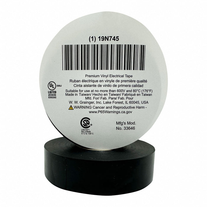 ElectricalTape Vinyl Black 22ydL 3/4inW