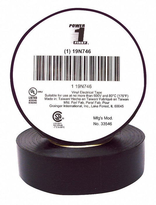 Elec Tape 60 ft Lx3/4 in W 7 mil Black