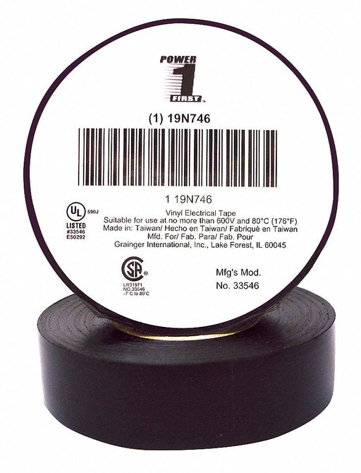 ElectricalTape Vinyl Black 20ydL 3/4inW
