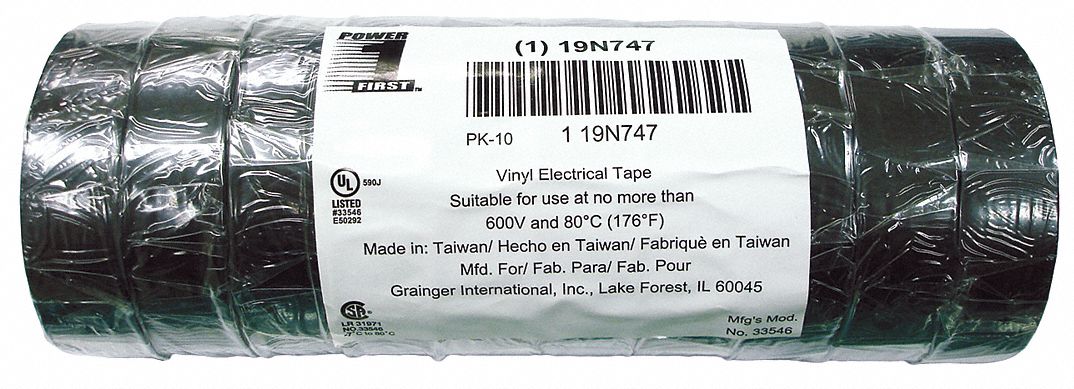 Elec Tape 60 ft Lx3/4 W 7 mil Black PK10