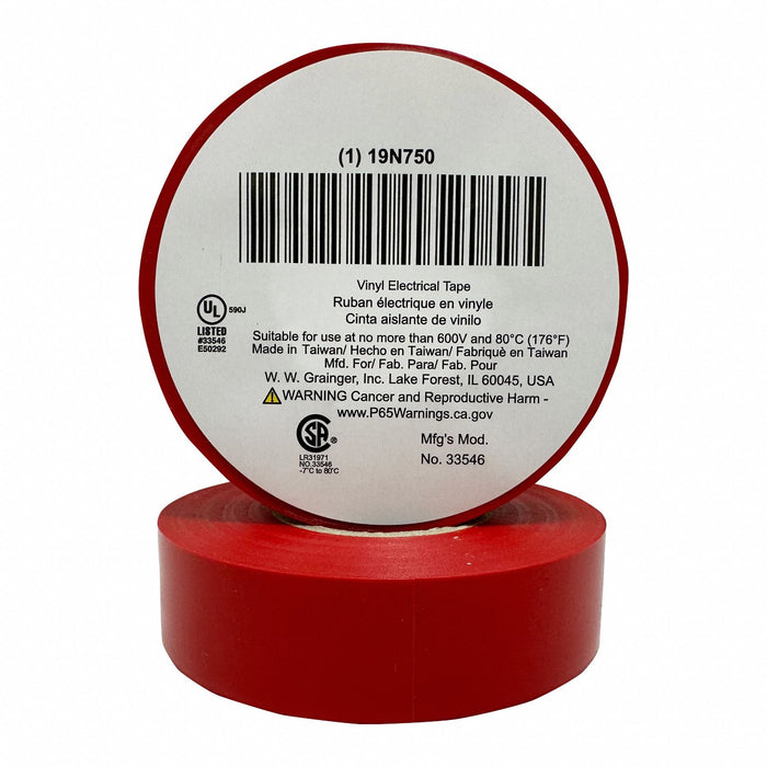 ElectricalTape Vinyl Red 20ydL 3/4inW
