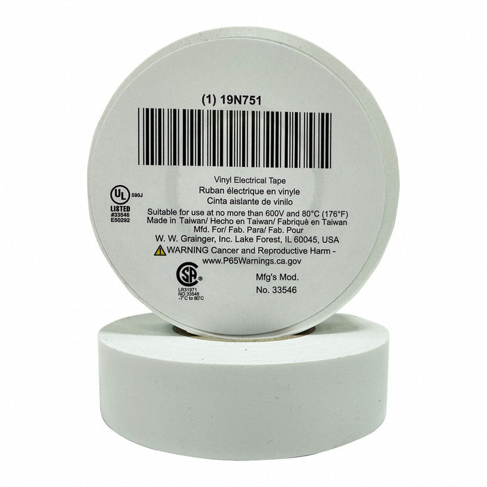 ElectricalTape Vinyl White 20ydL 3/4inW