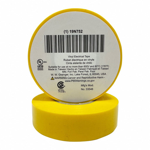 ElectricalTape Vinyl Yellow 20ydL 3/4inW