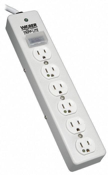Surge Protector Strip 6 Outlet Gray