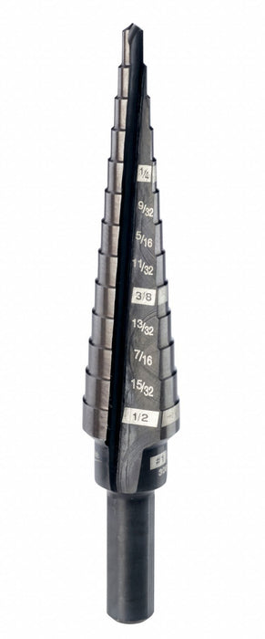 Step Cone Drill 1/8in to 1/2in HSS