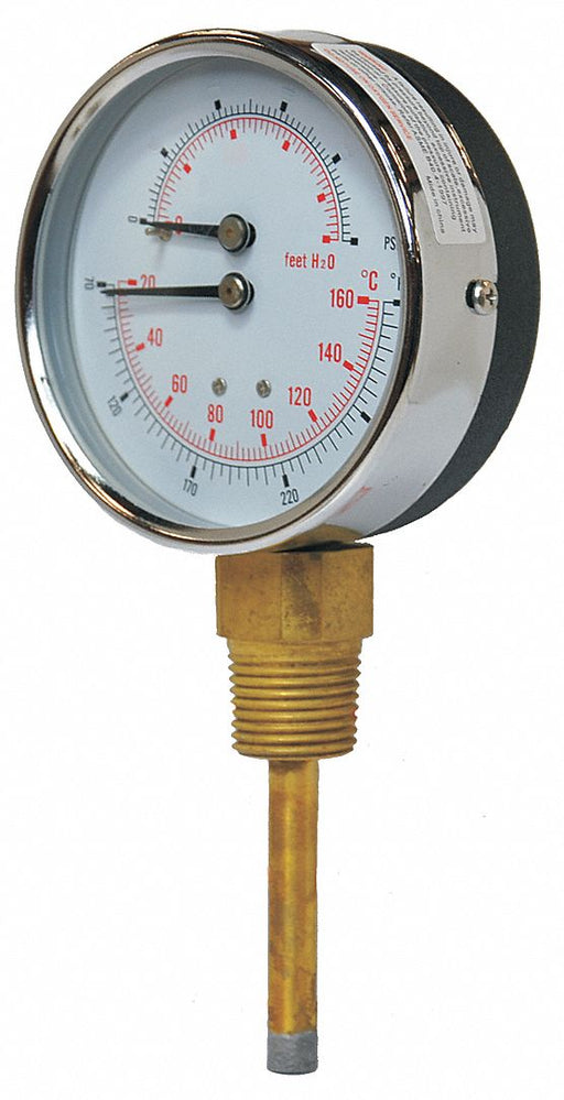Boiler Gauge Round 0-100 psi 80 to 320F