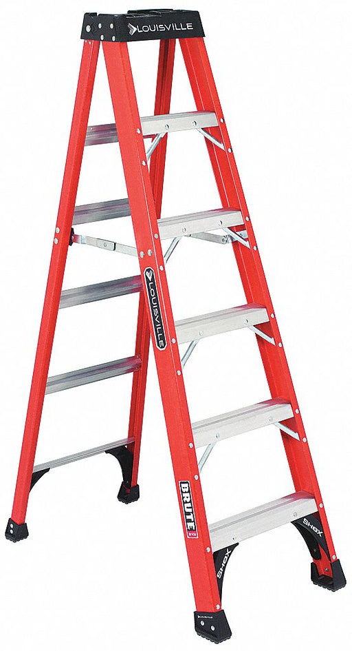 Stepladder Fiberglass 6 ft H 375 lb Cap