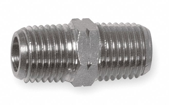Hex Nipple Nickel-Plated Brass 1/4 in