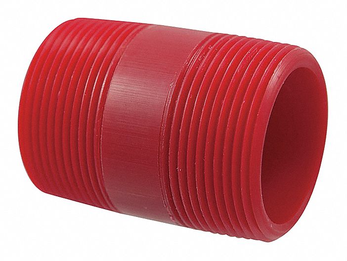 Pipe Nipple PVDF Red 3/4 in NPT
