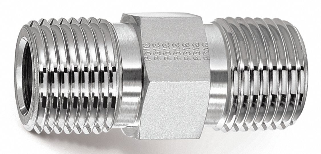 Hex Long Nipple 316 SS 1/4 in MNPT