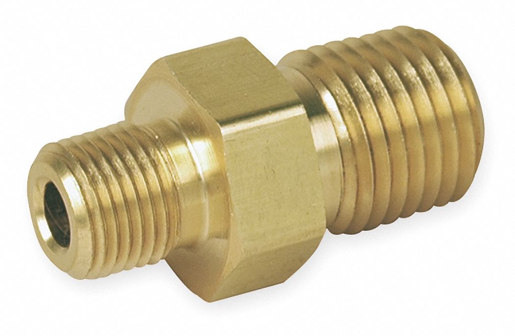 Reducing Hex Nipple Brass 1/4 x 1/8 in