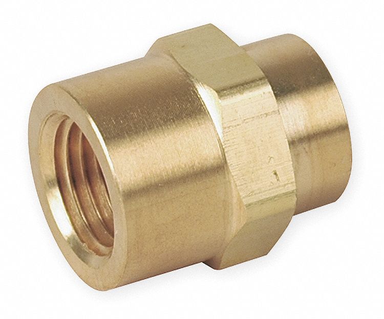 Hex Coupling Brass 3/8 in Pipe Size FNPT