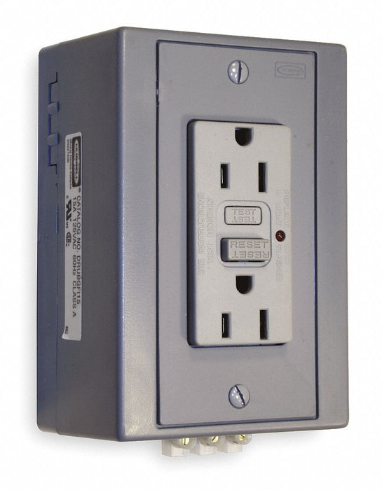 DINRailRecept Gry 15A GFCI 2P3W Side 1PK