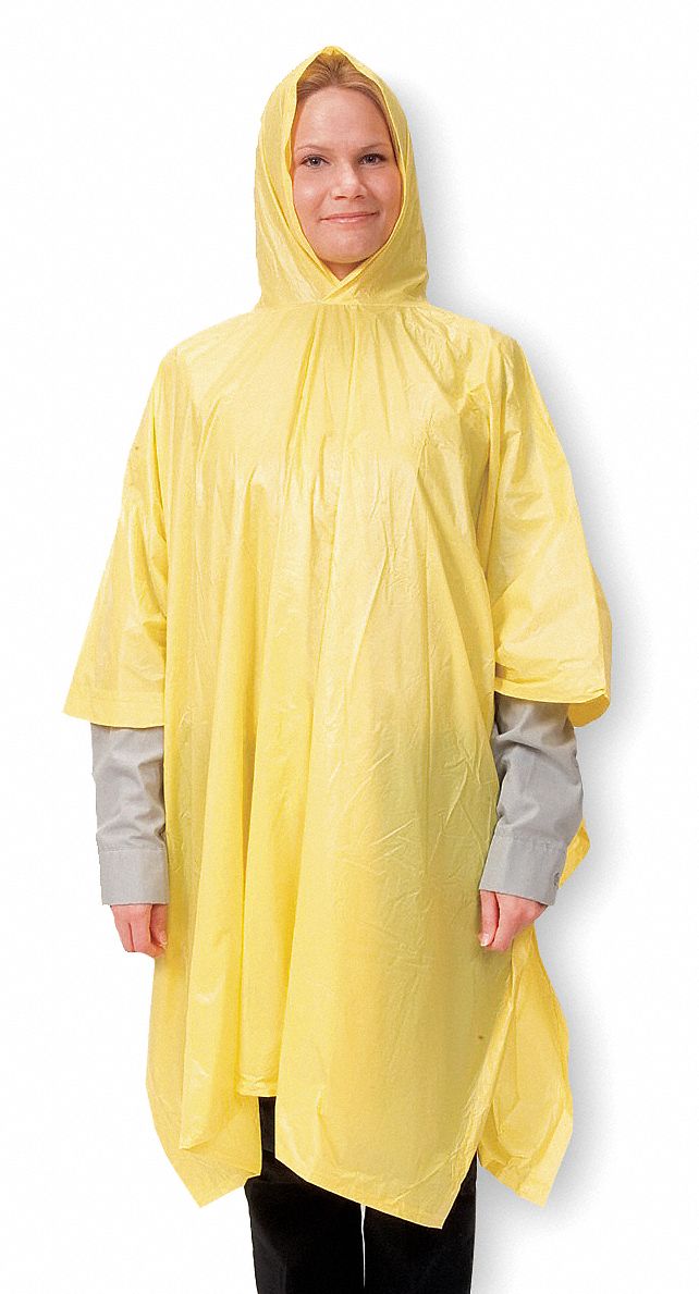 Rain Poncho Disposable Yellow 52 L