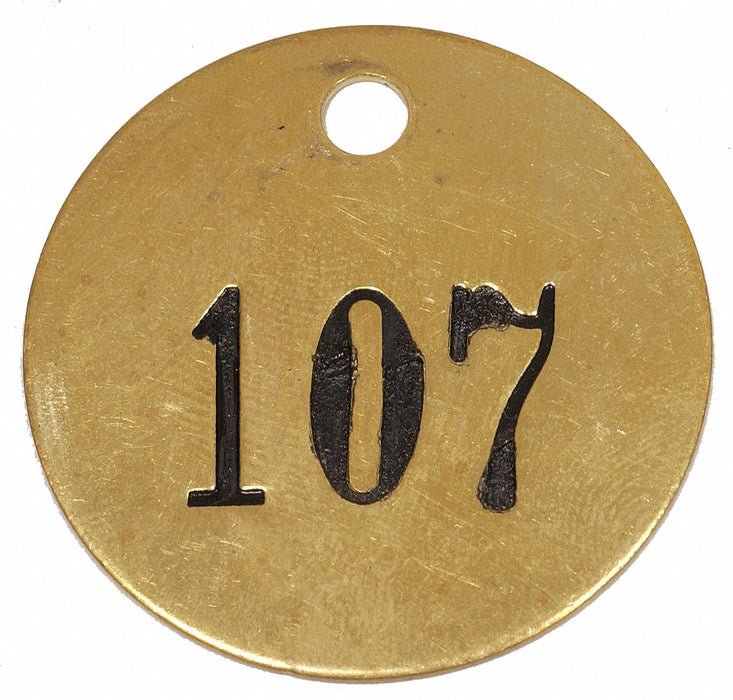 Numbered Valve Tag Brass 1 1/2in H PK25