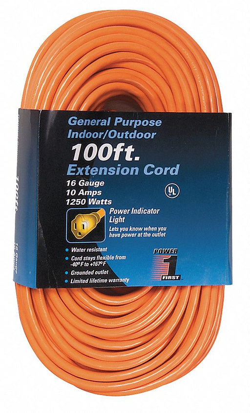 ExtensionCord 100ft Orange 16AWG Round