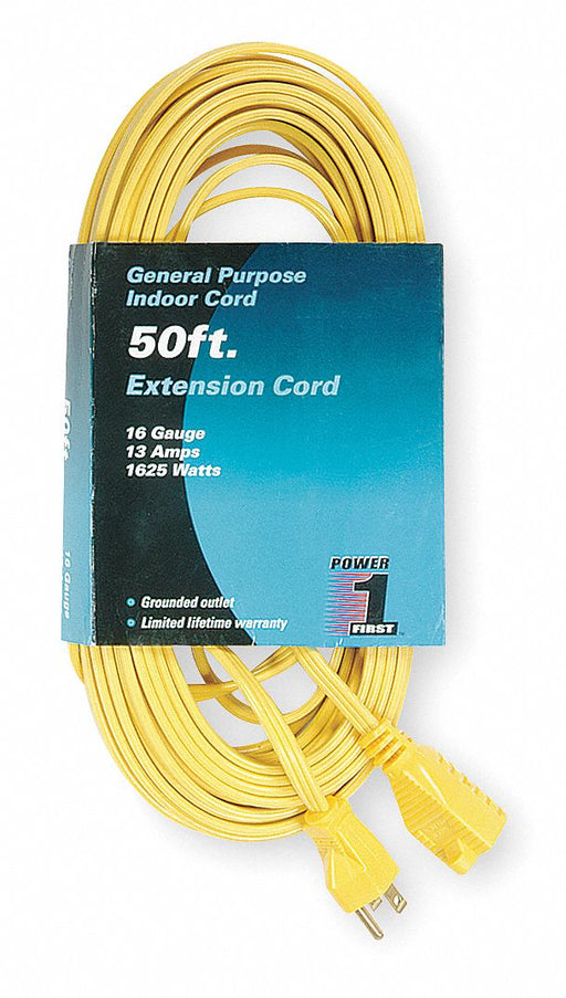 ExtensionCord 50ft Yellow 16AWG Flat