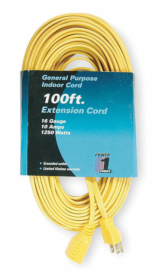 ExtensionCord 100ft Yellow 16AWG Flat