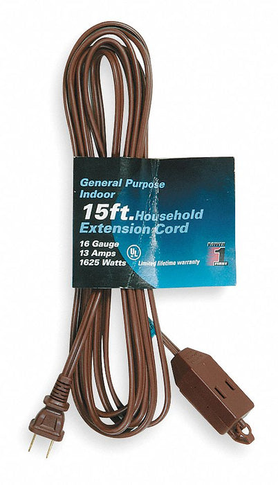 ExtensionCord 15ft Brown 16AWG Flat