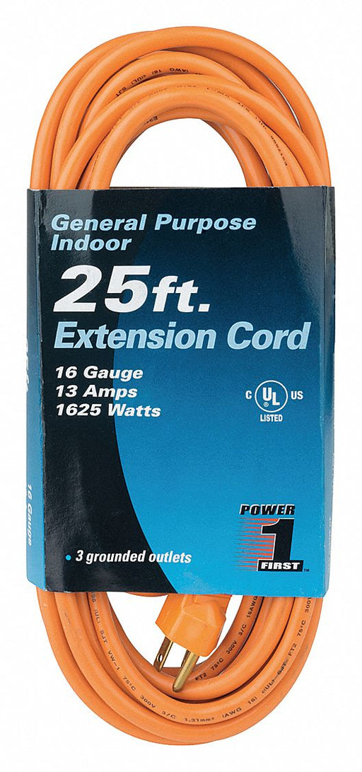 ExtensionCord 25ft Orange 16AWG Round