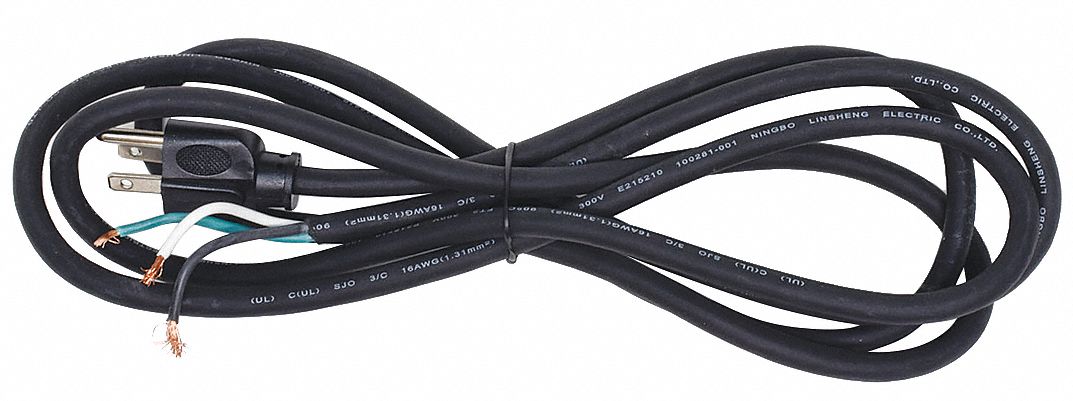 Power Cord 8 ft Black 16 AWG