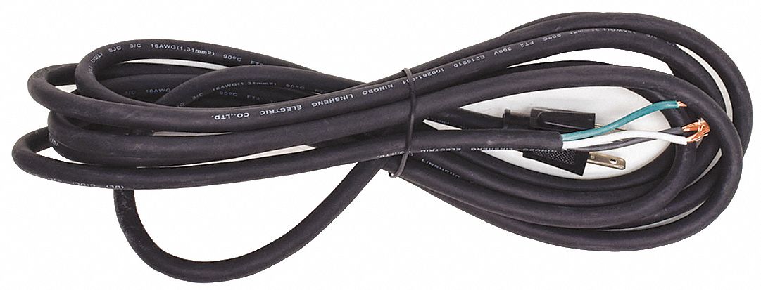 Power Cord 12 ft Black 16 AWG
