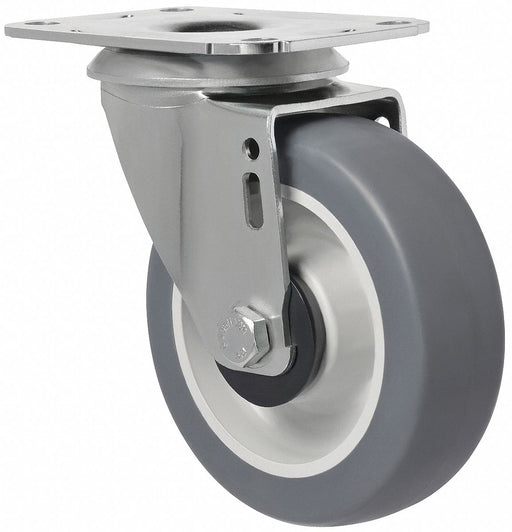 Plate Caster Swivel Rubber 4 11/16 H