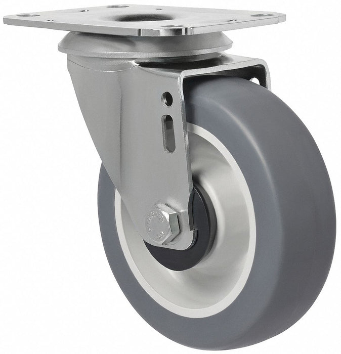 Plate Caster Swivel Rubber 4 11/16 H