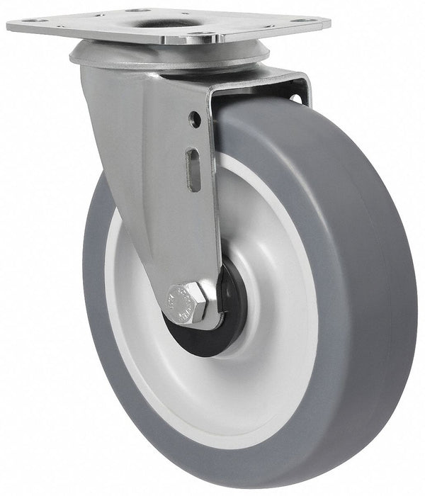 Plate Caster Swivel Rubber 5 5/8 H