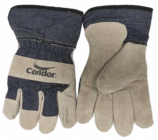 D1597 Leather Gloves L Blue/Tan PR