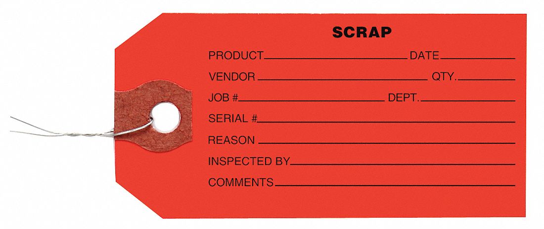 Tag Red Paper 4-3/4inH 2-3/8inW PK1000