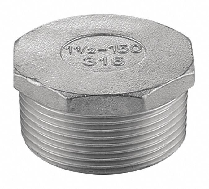 Hex Head Plug 304 SS 1 in MNPT Class 150