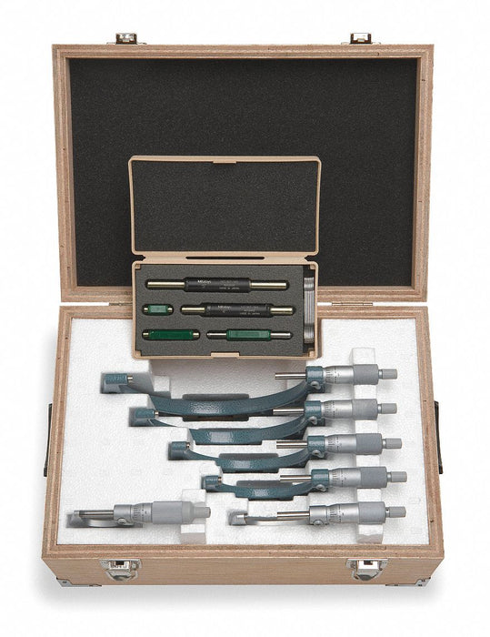 Micrometer Set 0 to 6 In 0.0001 In 6 Pc
