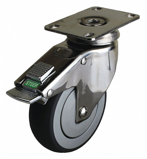 Plate Caster Swivel Rubber 4 7/16 H
