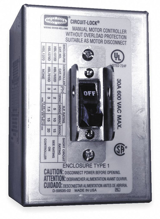 ManualMotorSwitch NEMA1 ToggleSwitch