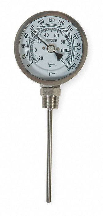 Bimetal Thermom 3 In Dial 0 to 250F