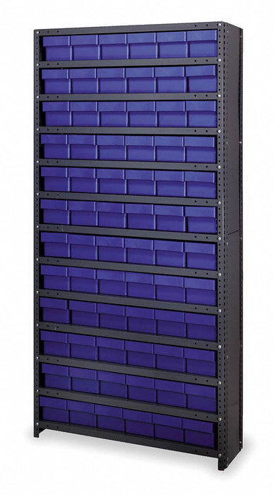 Enclosed Bin Shlvng 24x75x36in Blue