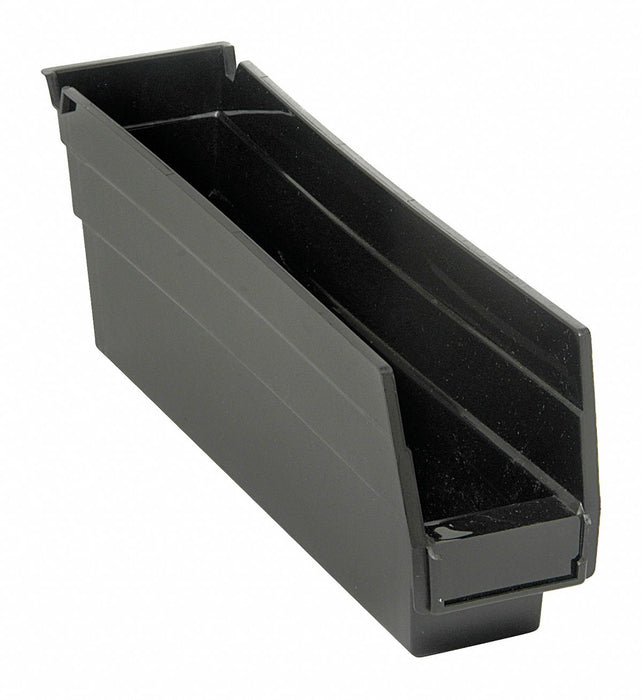 Shelf Bin Black Polypropylene 4 in