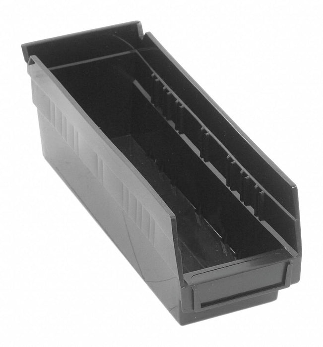 Shelf Bin Black Polypropylene 4 in