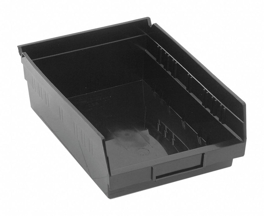 Shelf Bin Black Polypropylene 4 in