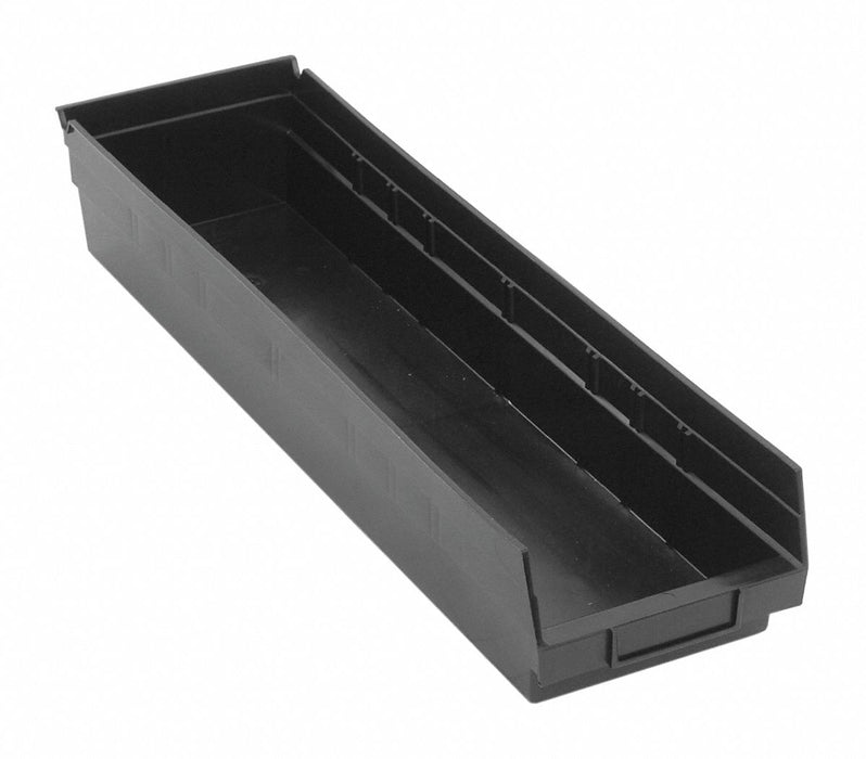 Shelf Bin Black Polypropylene 4 in