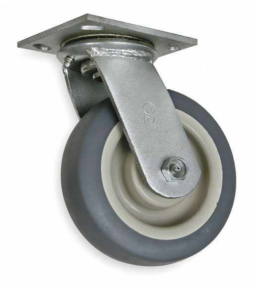 Plate Caster Swivel Rubber 7 1/2 H