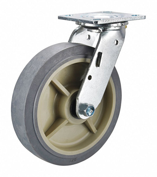 Plate Caster Swivel Rubber 9 1/2 H