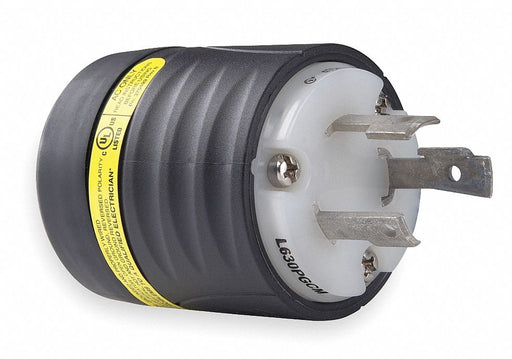 Grnd Mntring Plug 30A Blk Wht Nyl 3Blds